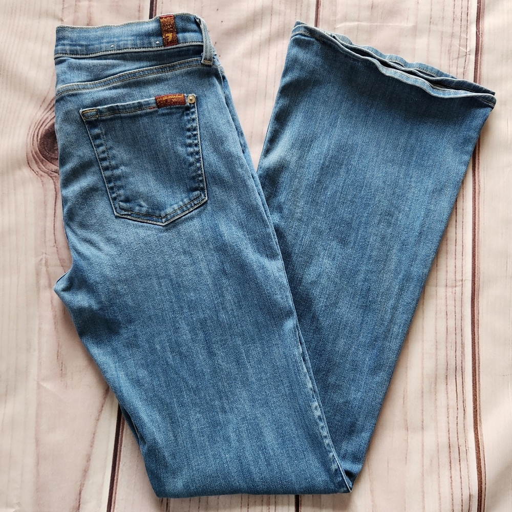 7FAM 7 For All Mankind "Ali" Midrise Flare Bootcut Jeans Blue | Women's Size 30 - Picture 2 of 15